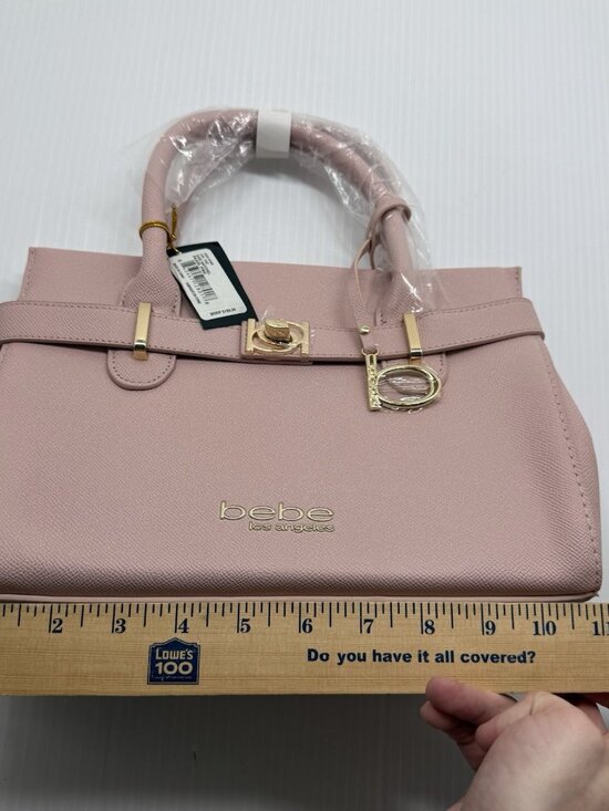 Bebe Pink Satchel Handbag Gold Hardware Structured Handle Purse NWT Work Luxury - Picture 10 of 10